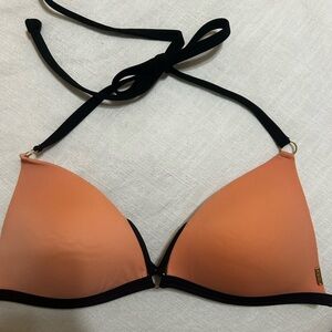 VS PINK Push up Orange and Black Bikini Top